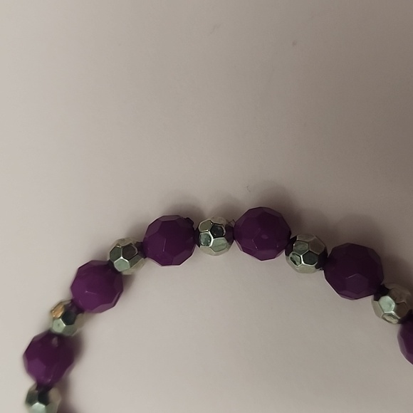 #1O Purple love beaded bracelet 7.5 inch - Picture 2 of 4